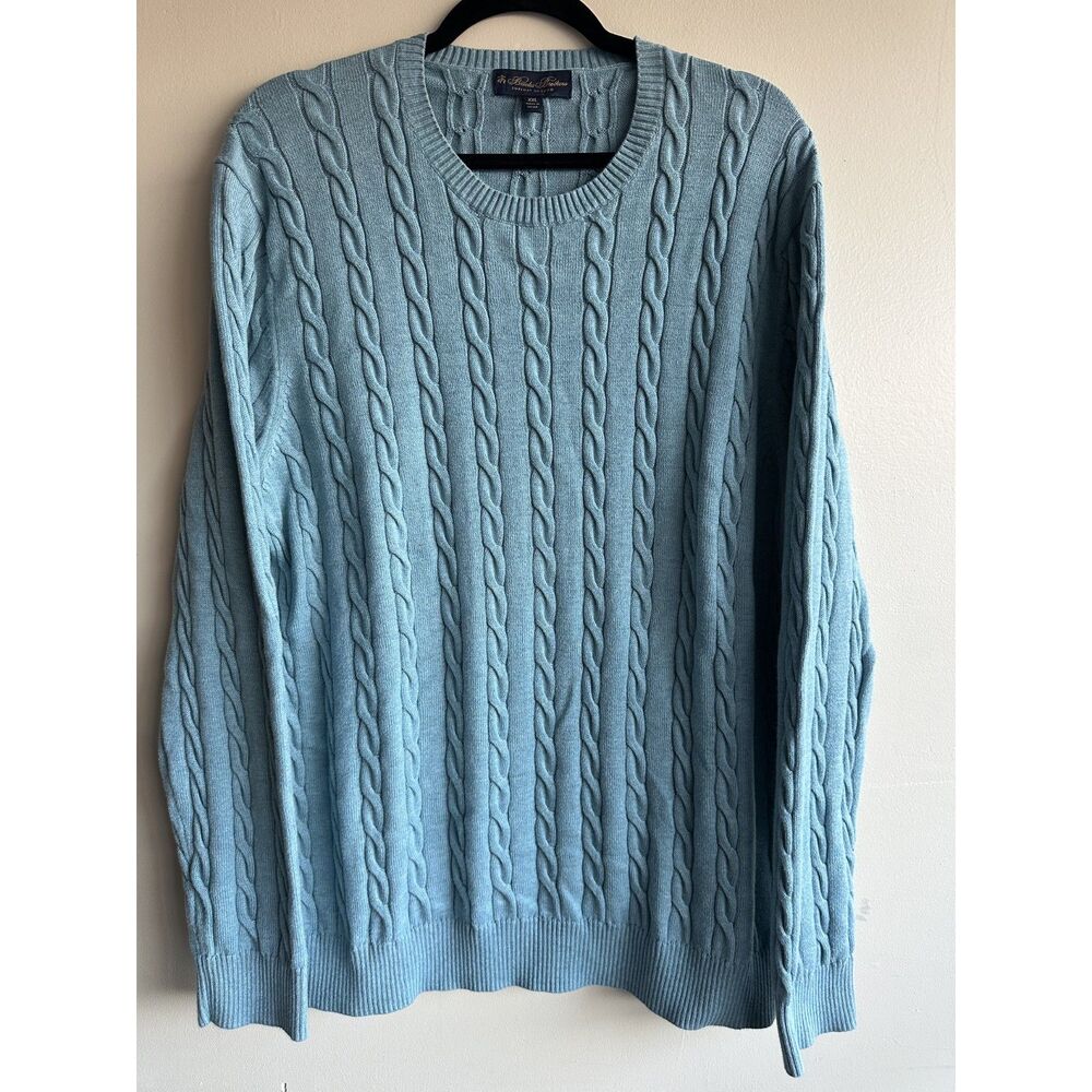 Brooks Brothers Supima Cotton Cable Knit Sweater XXL Blue Crewneck Men’s